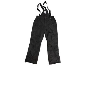 Slalom Snow Bib Pants Mens Large Black Insulated Elastic Waist Pockets Skiing